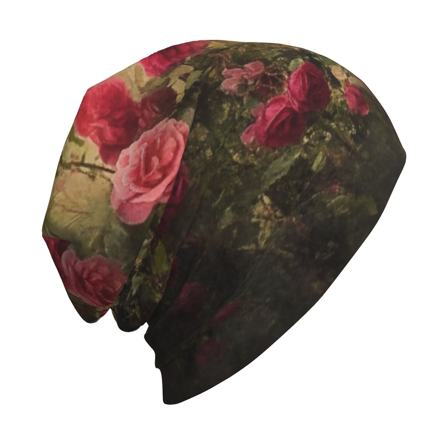 Rose Garden Print Adult Knitted Beanie | Double-Layer Warm and Stylish Hat