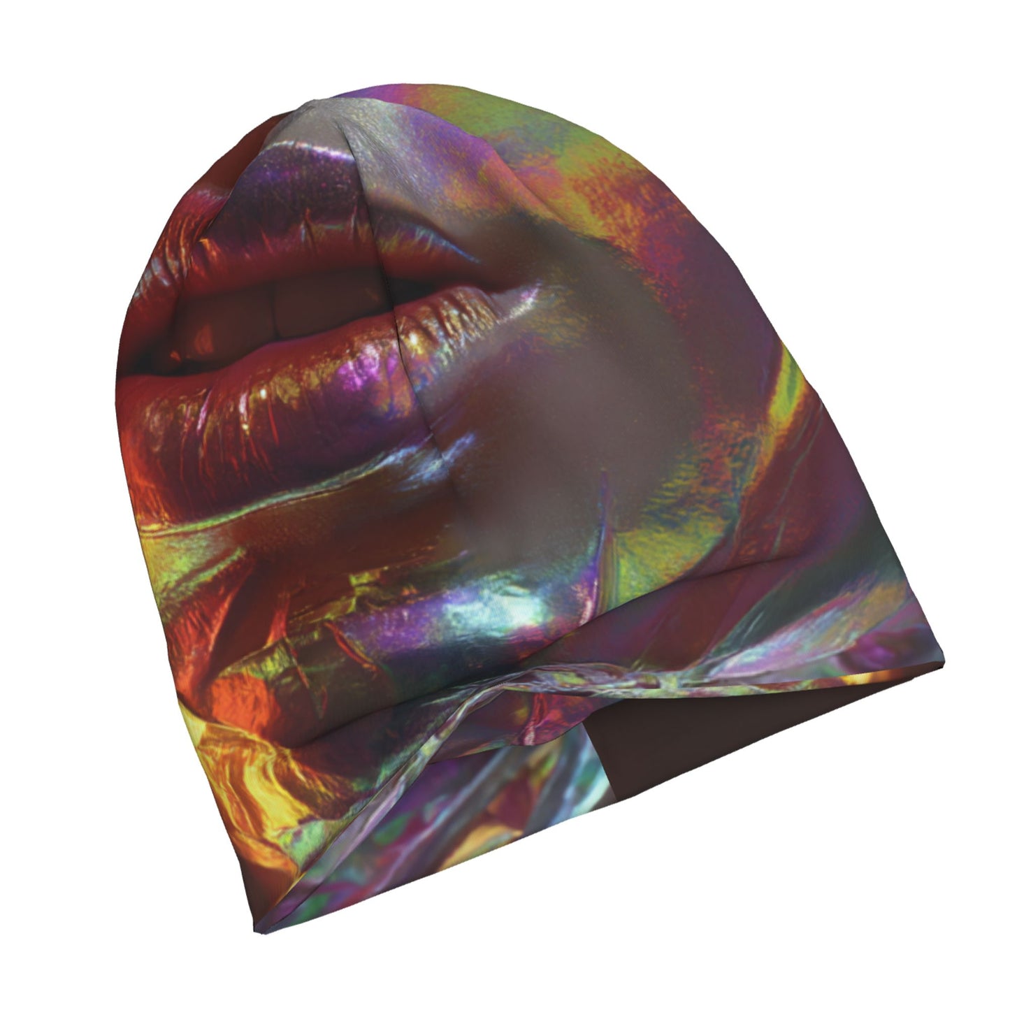Metallic Lips Print Adult Knitted Beanie | Double-Layer Stylish & Warm Hat