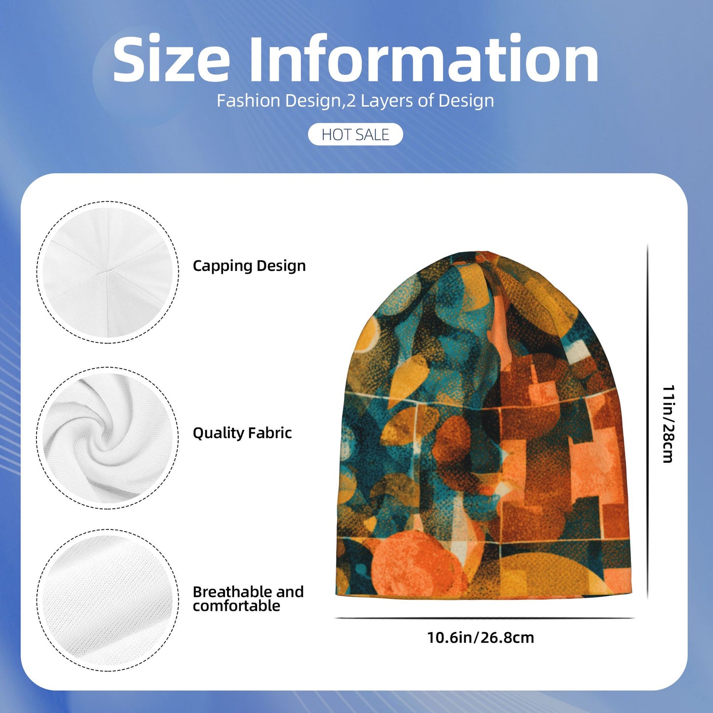 Abstract Geometric Patchwork Beanie | Artistic Double-Layer Knit Hat
