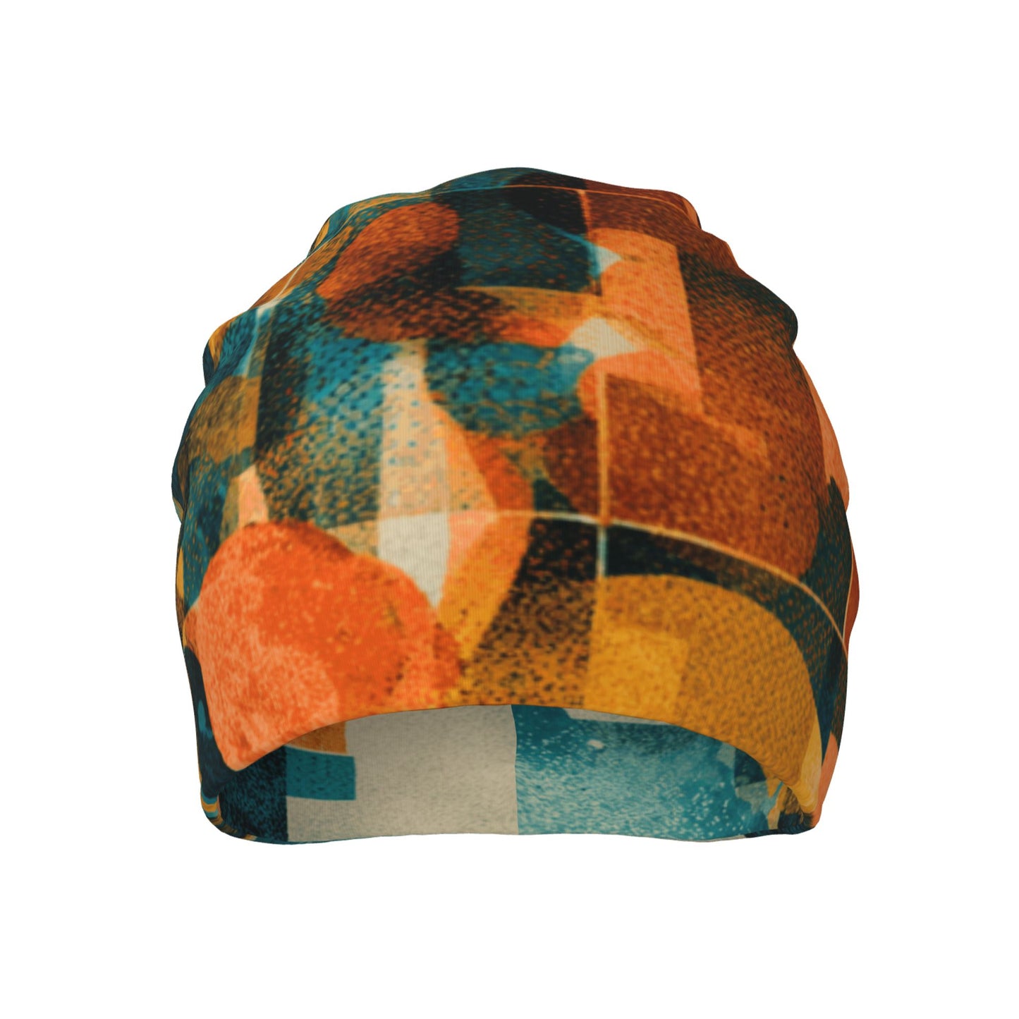 Abstract Geometric Patchwork Beanie | Artistic Double-Layer Knit Hat