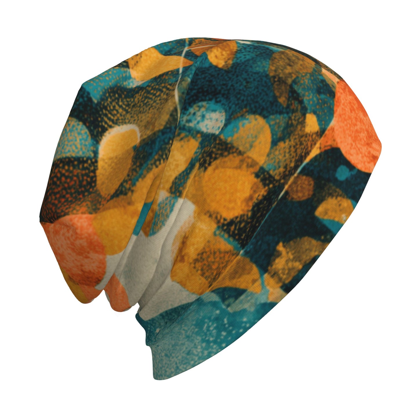 Abstract Geometric Patchwork Beanie | Artistic Double-Layer Knit Hat
