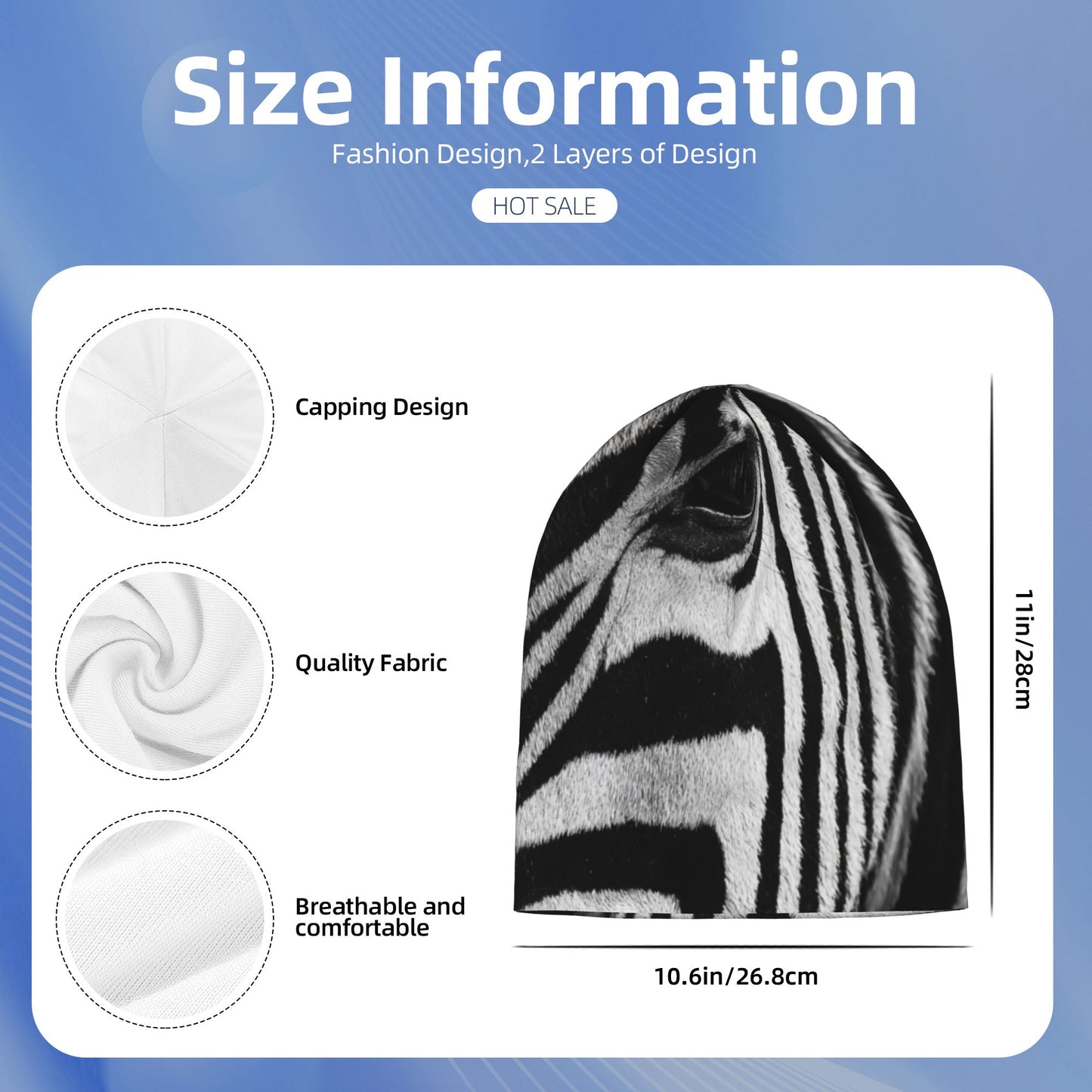 Black & White Abstract Knitted Slouch Beanie for Adults – Warm, Breathable, Easy to Style