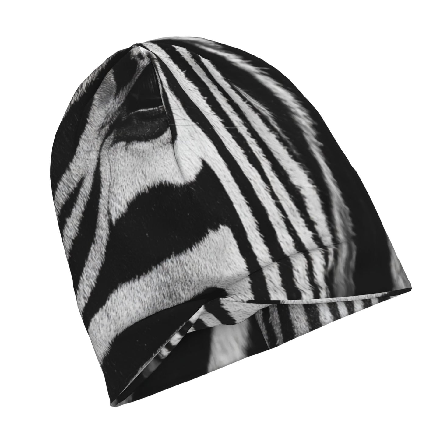 Black & White Abstract Knitted Slouch Beanie for Adults – Warm, Breathable, Easy to Style