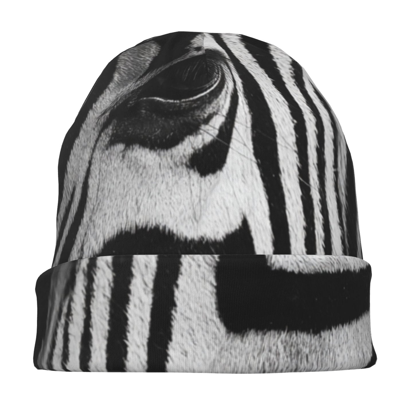 Black & White Abstract Knitted Slouch Beanie for Adults – Warm, Breathable, Easy to Style