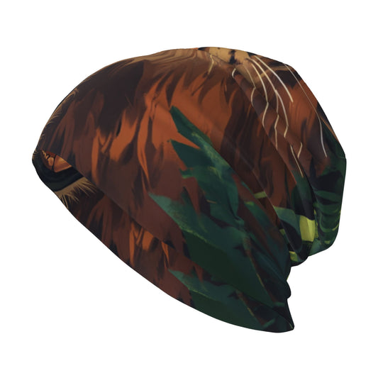 Roaring Lion Print Adult Knitted Beanie | Double-Layer Warm and Stylish Hat