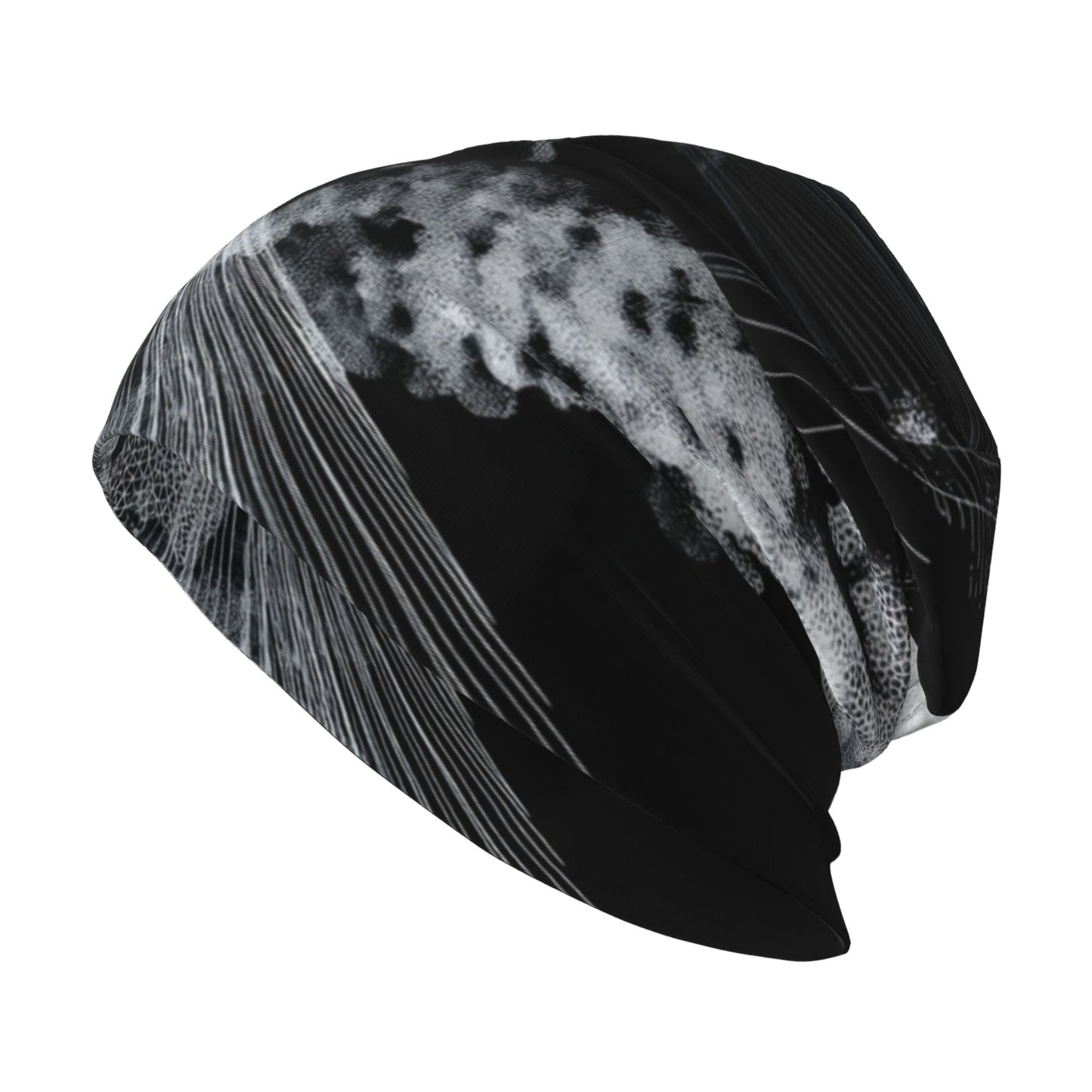 Black & White Abstract Art Adult Knitted Beanie | Double-Layer Warm and Stylish Hat