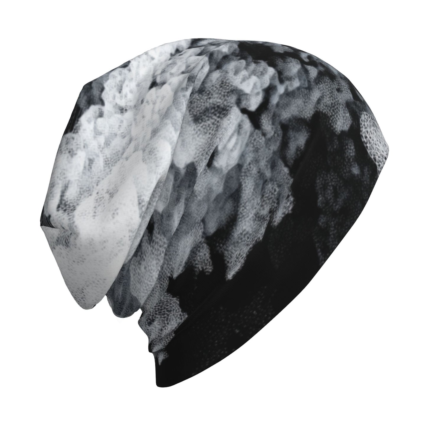 Black & White Abstract Art Adult Knitted Beanie | Double-Layer Warm and Stylish Hat