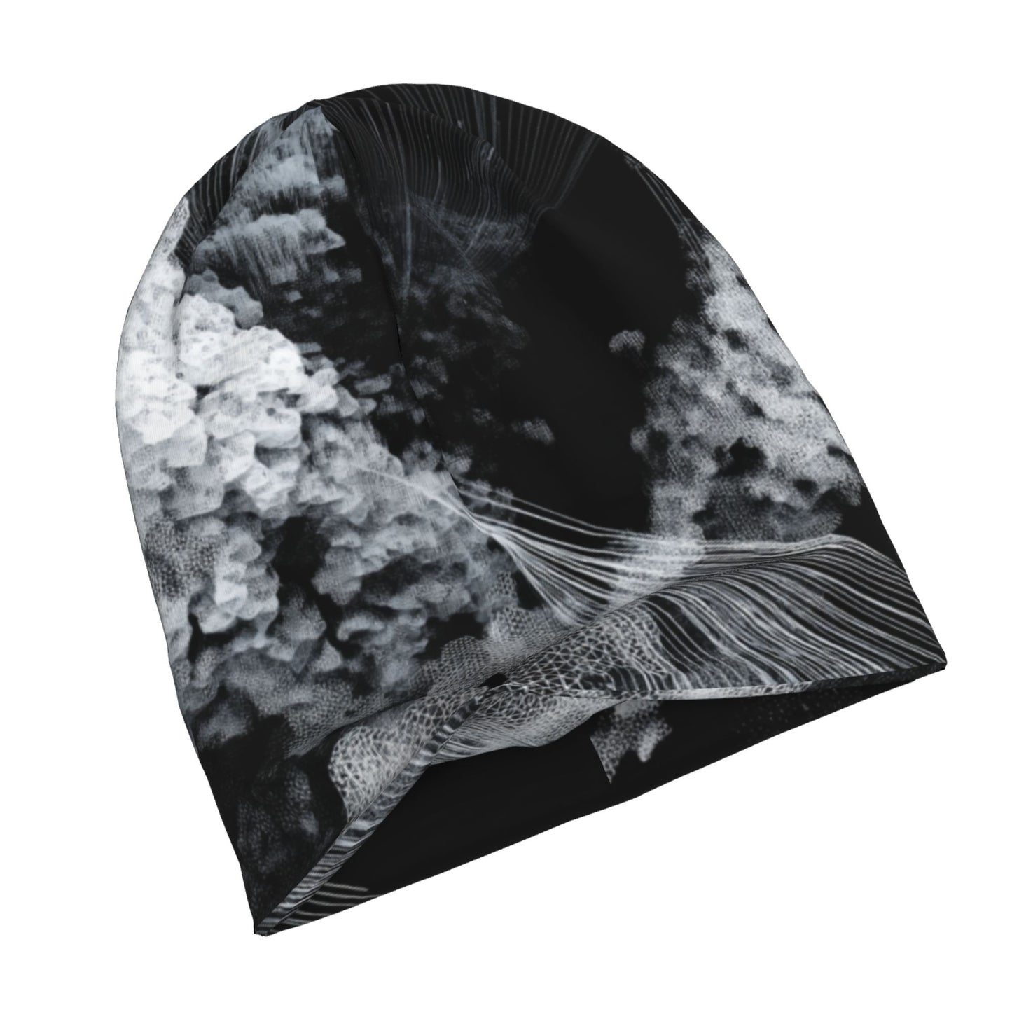 Black & White Abstract Art Adult Knitted Beanie | Double-Layer Warm and Stylish Hat