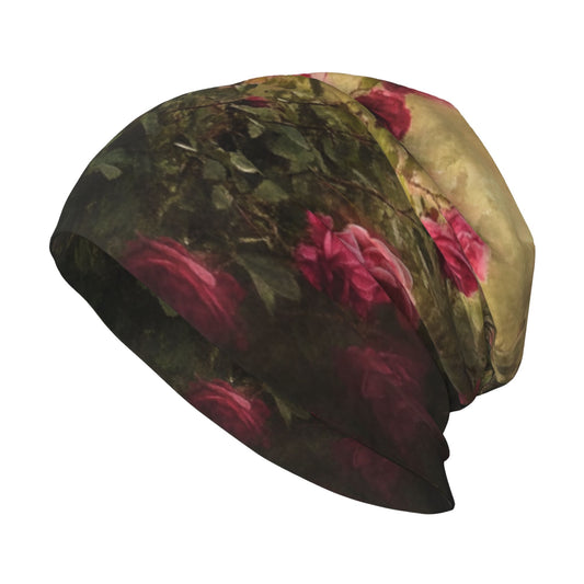 Rose Garden Print Adult Knitted Beanie | Double-Layer Warm and Stylish Hat