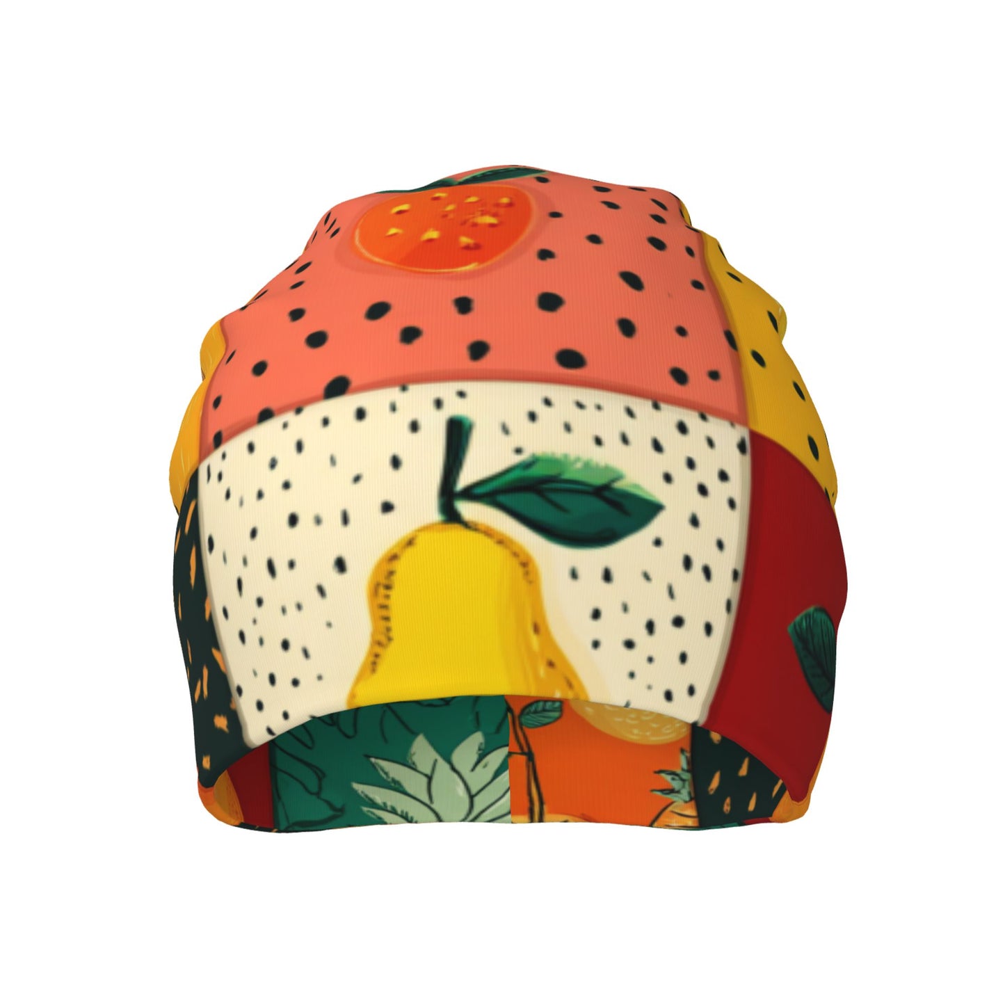 Colorful Fruit Patchwork Print Adult Knitted Beanie | Double-Layer Warm and Stylish Hat