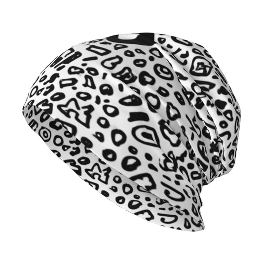 Black & White Graffiti Style Beanie | Streetwear Double-Layer Knit Hat