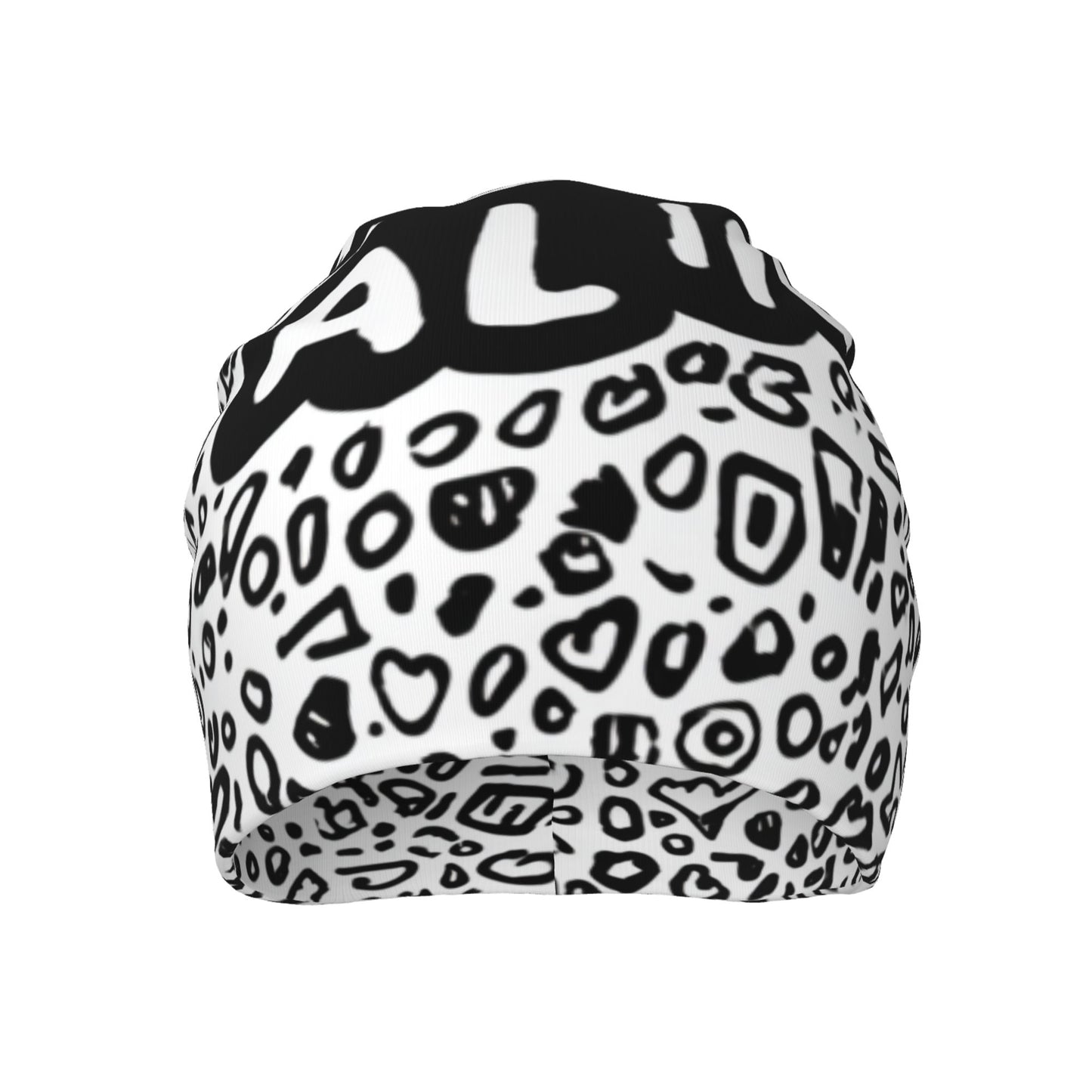 Black & White Graffiti Style Beanie | Streetwear Double-Layer Knit Hat