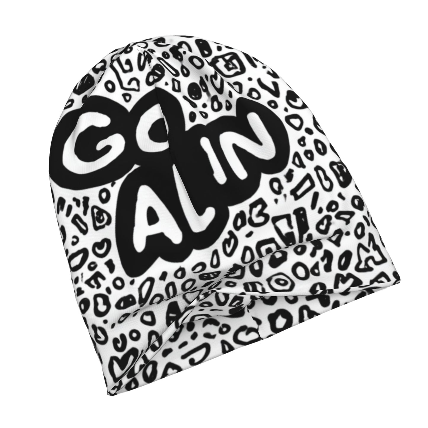 Black & White Graffiti Style Beanie | Streetwear Double-Layer Knit Hat